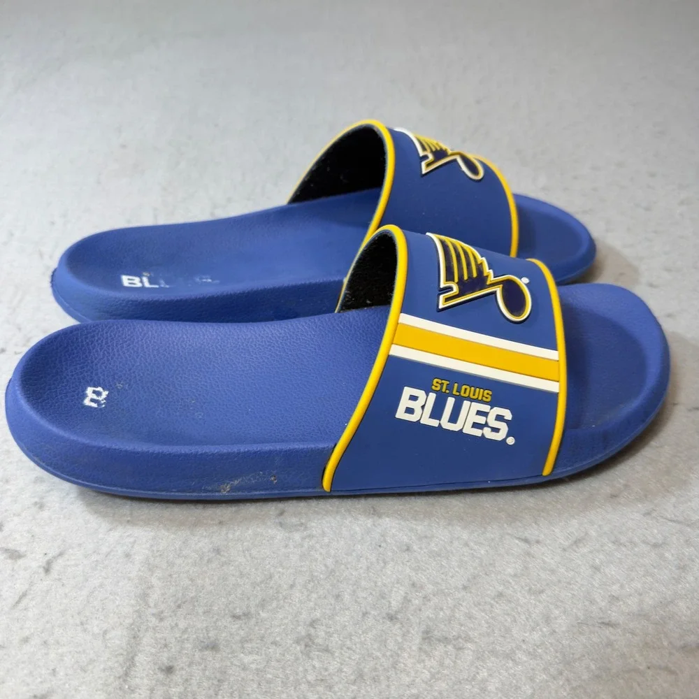 NHL St. Louis Blues Slide Sandals Mens Size‎ M 9-10 Blue Good Fan Gear Hockey